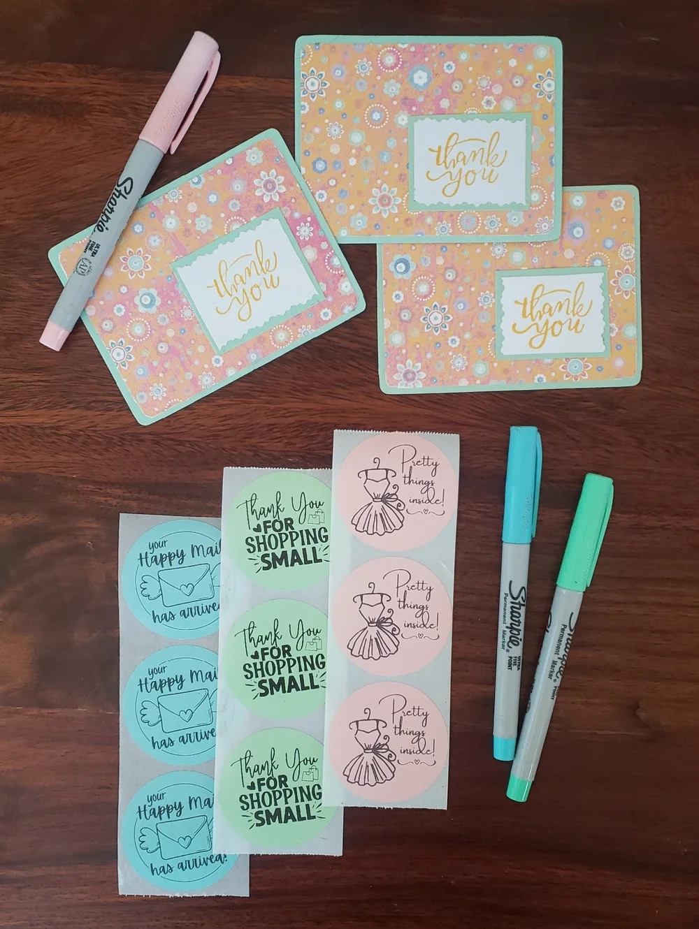 Coordinated Packaging Bundle | Thank You Cards + Stickers + Polymailers | Floral